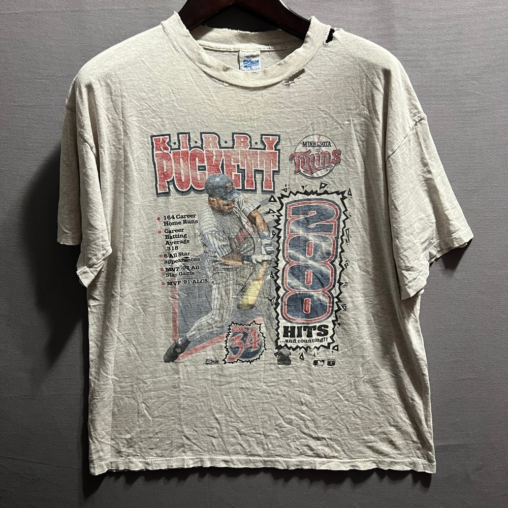 Vintage 1994 Kirby Puckett Minnesota Twins Salem T-Shirt XL Single Stitch Gray